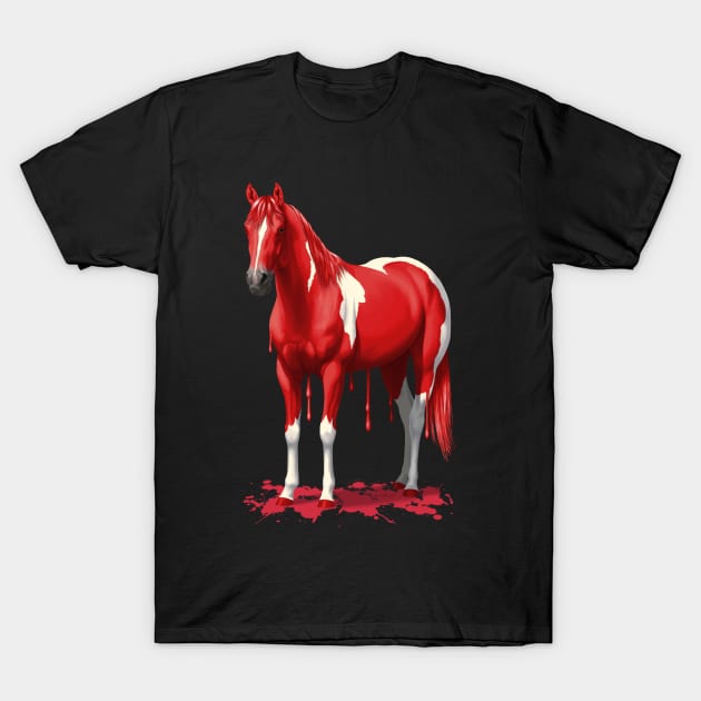 Funny Red Pinto Dripping Wet Paint Horse T-Shirt by csforest